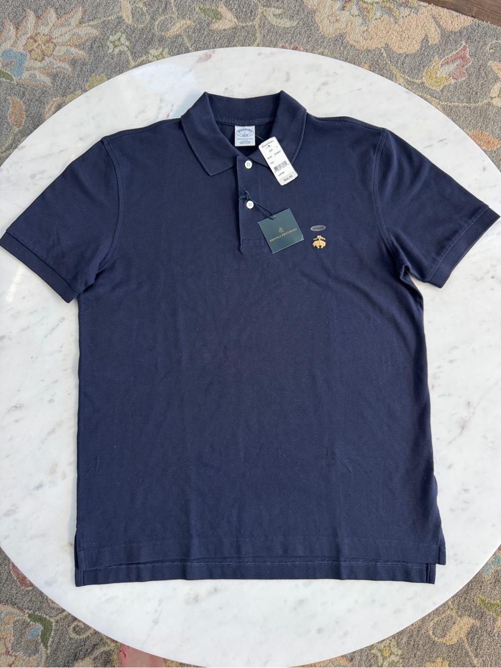 NWT Brooks Brothers Golden Fleece Performance Pique Polo Men L - Slim Fit Navy